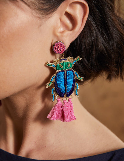 Embellished Beaded Earrings-Beetle-1