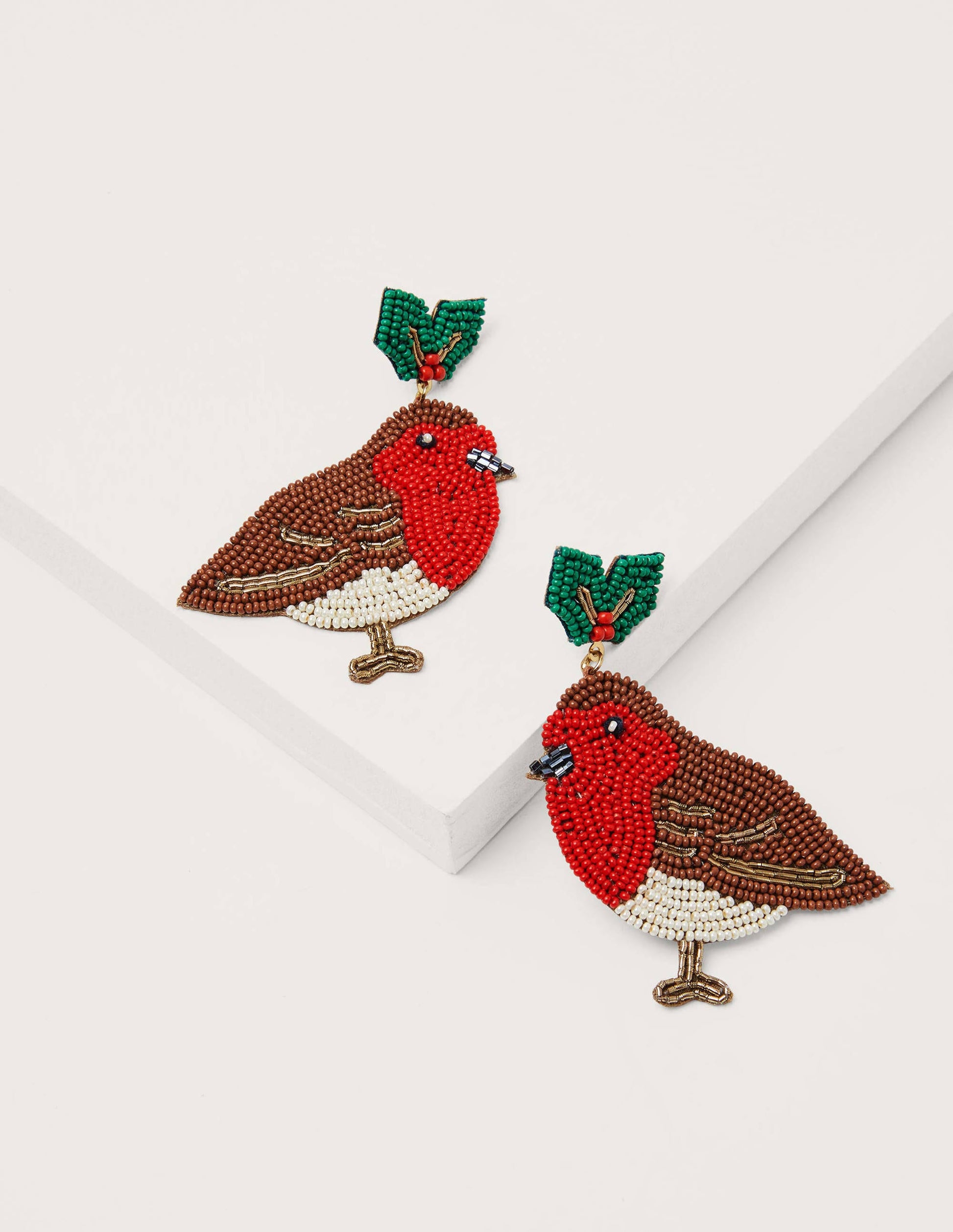 Beaded Festive Earrings-Robins-2