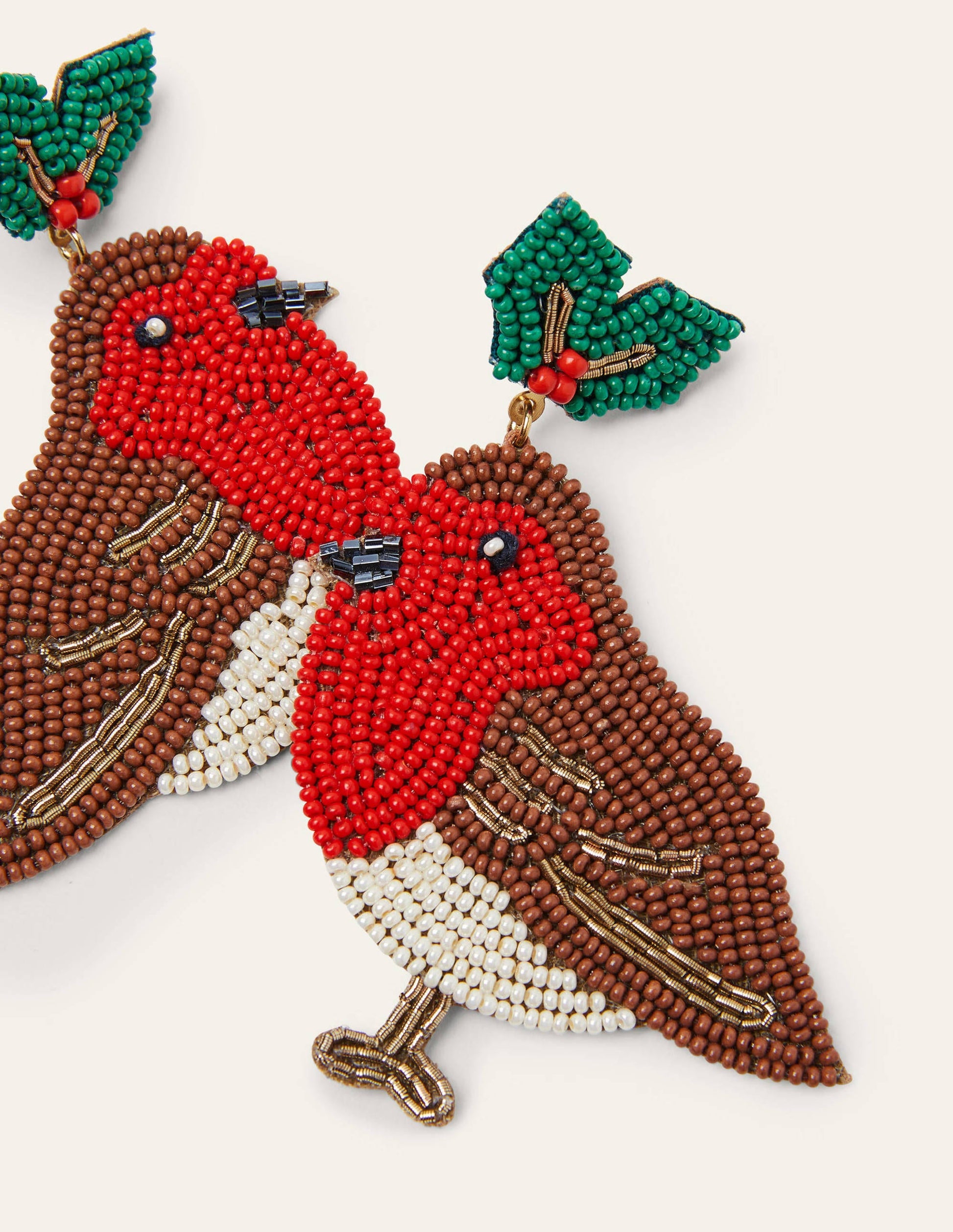 Beaded Festive Earrings-Robins-3