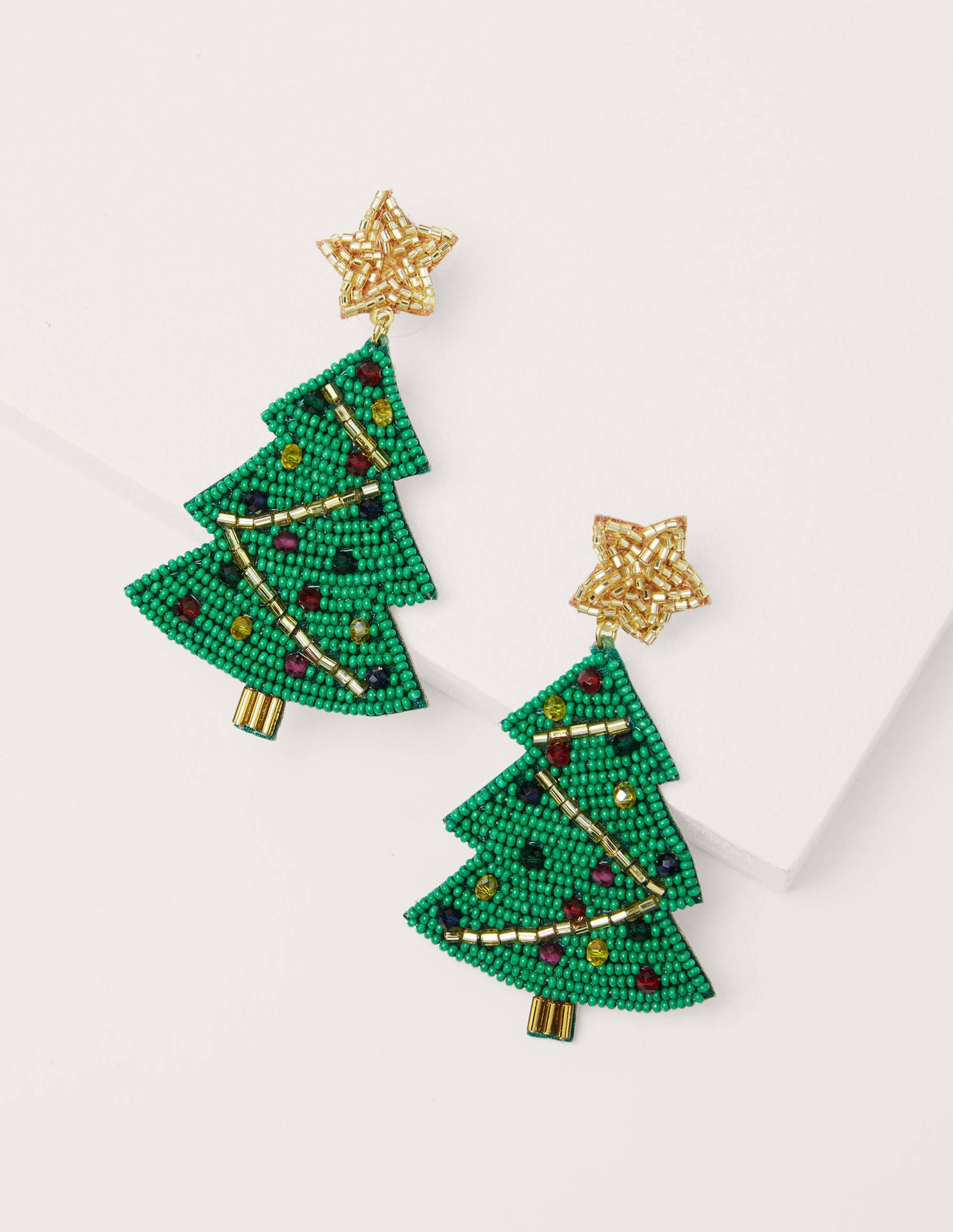 Beaded Festive Earrings-Christmas Trees-2
