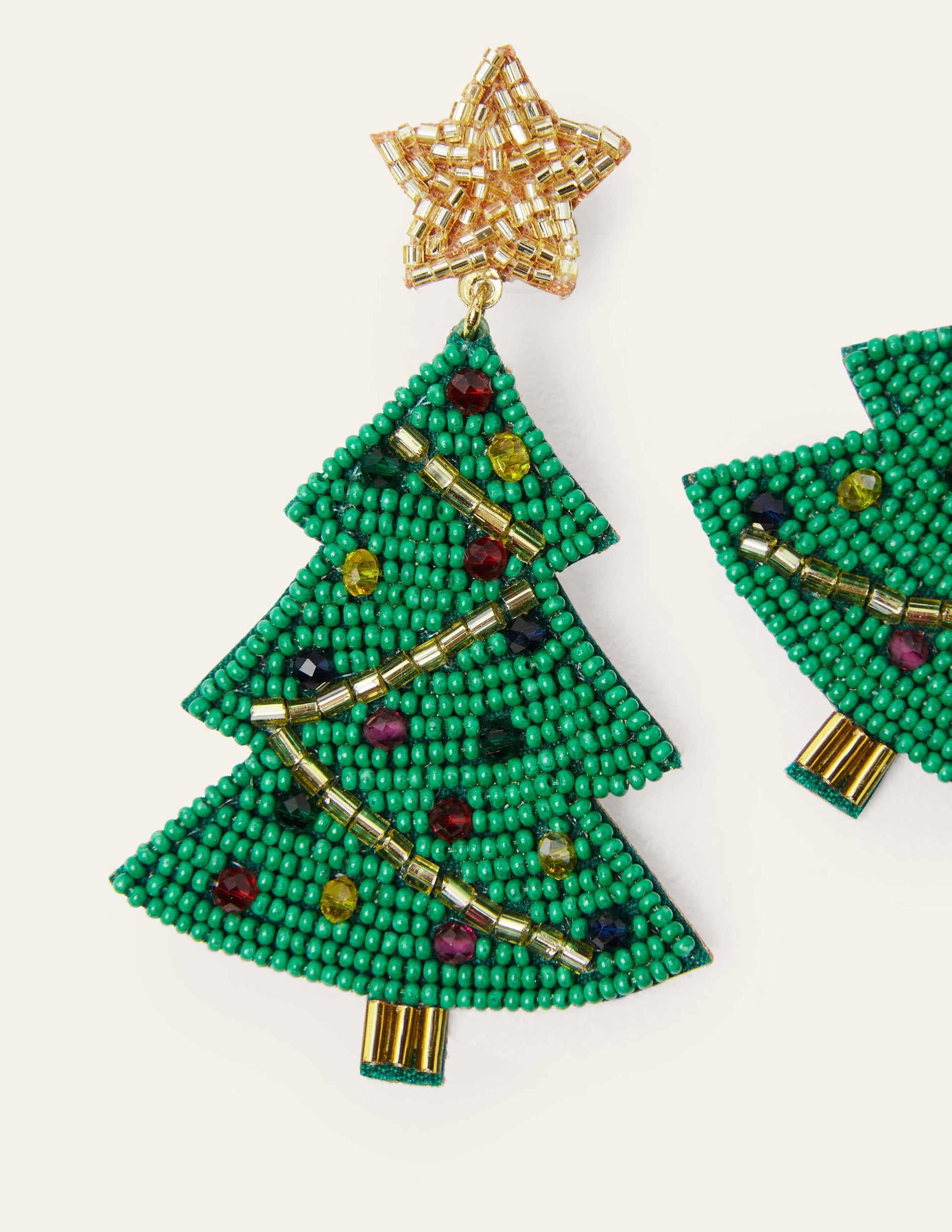 Beaded Festive Earrings-Christmas Trees-3