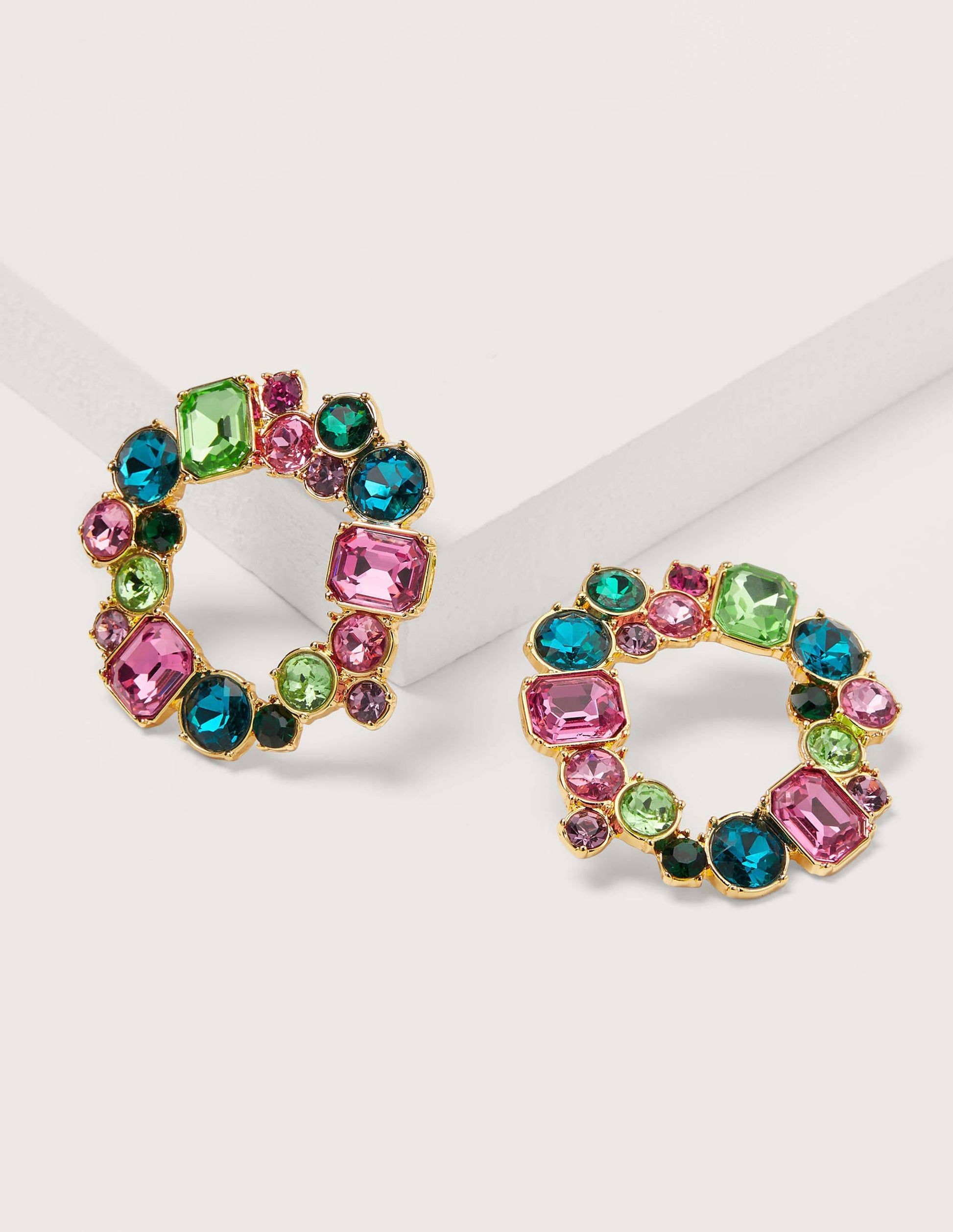Jewelled Hoop Earrings-Multi-2