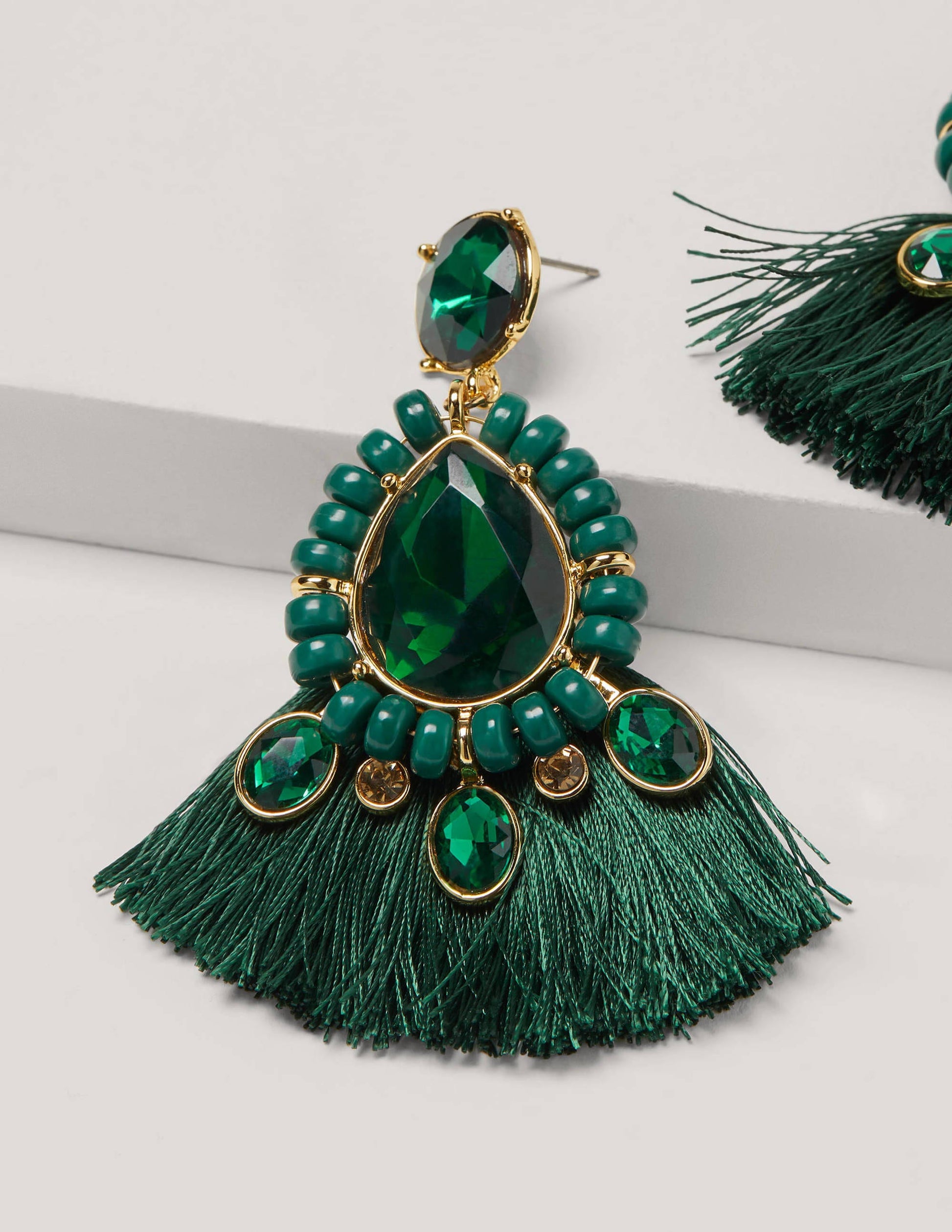 Jewelled Fringe Earrings-Midnight Garden-3