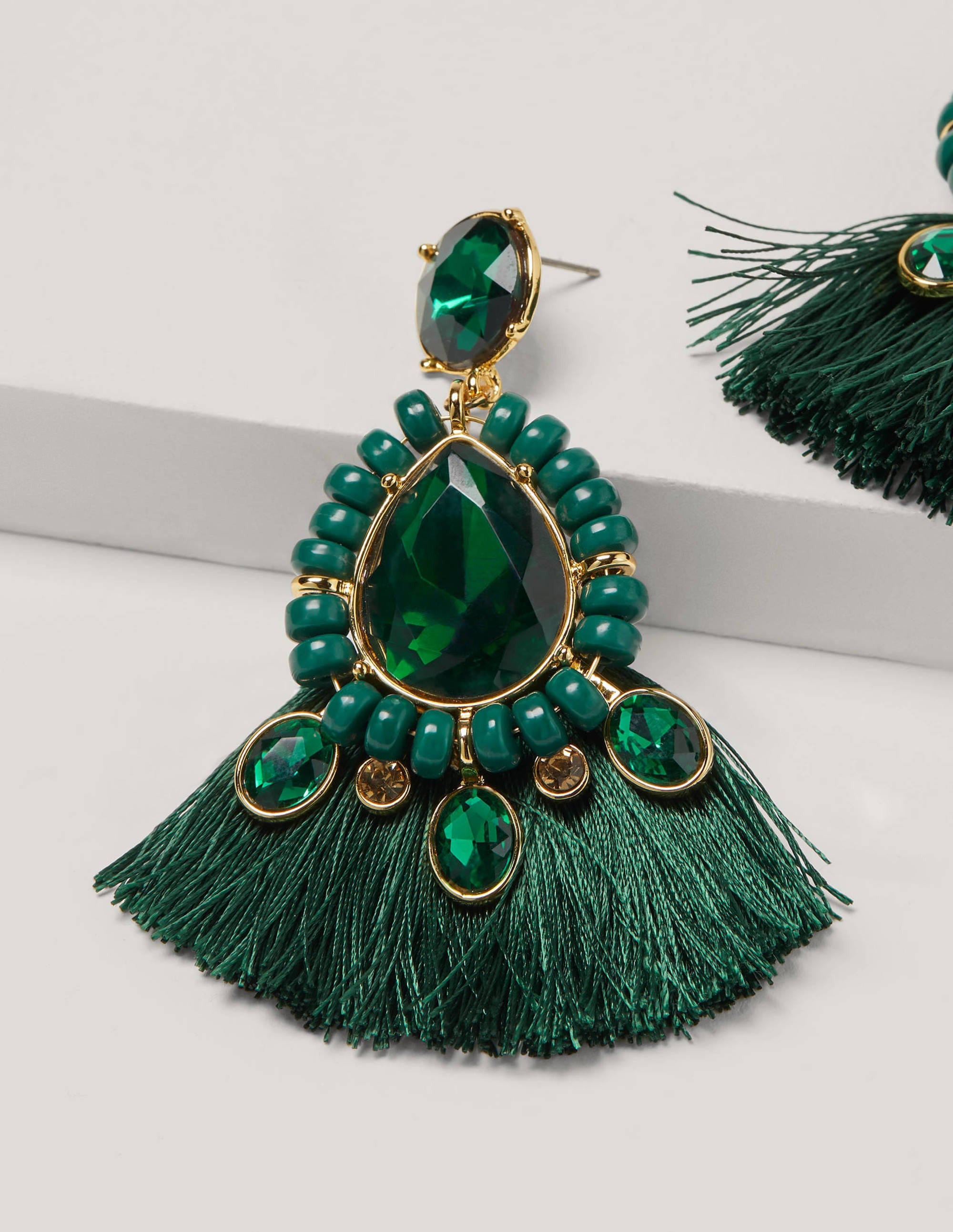Jewelled Fringe Earrings-Midnight Garden - Image 3