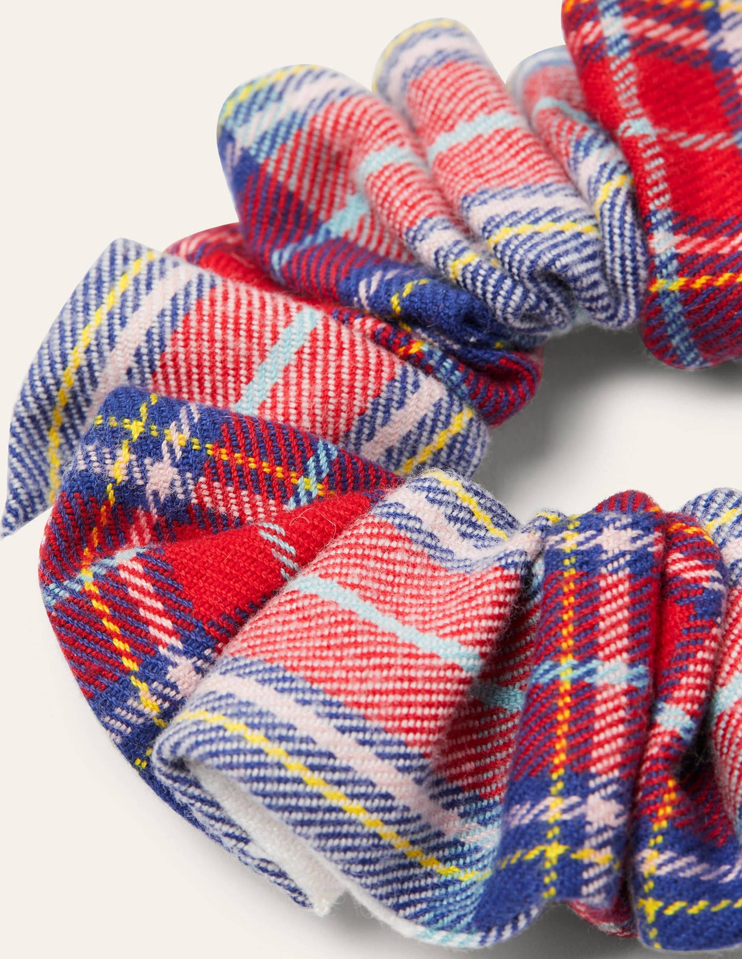 Cotton Scrunchie Set-Ivory and Rockabilly Red Check