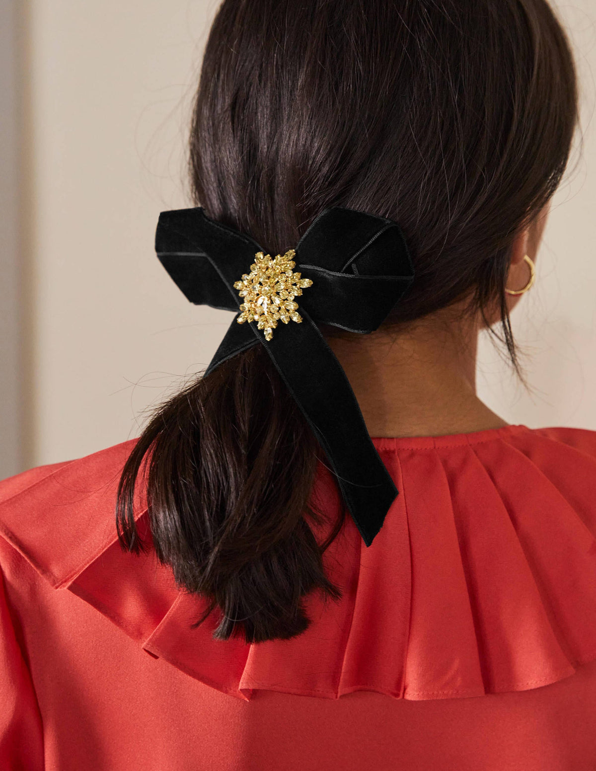 Velvet Bow Hair Clip-Black-1
