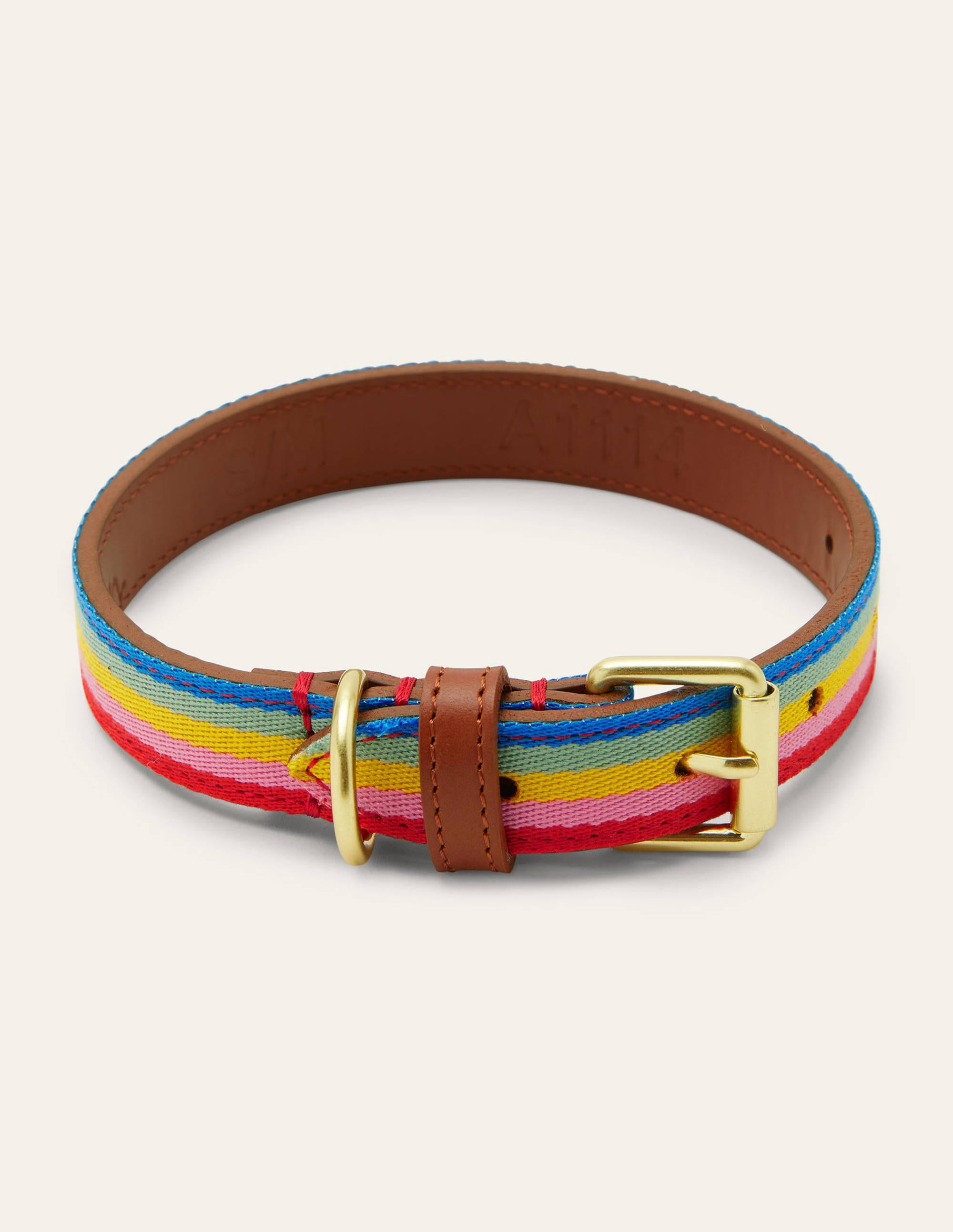 Leather Dog Collar-Tan, Multi Stripe - Image 1