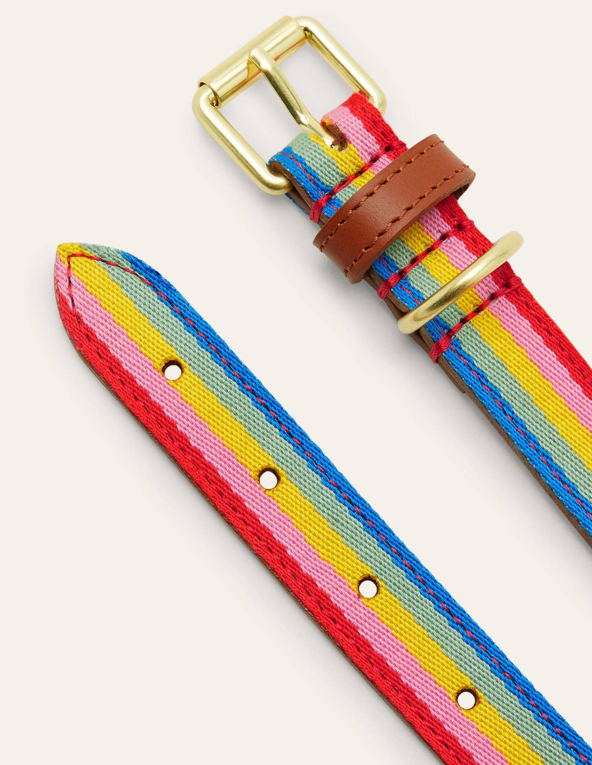 Leather Dog Collar-Tan, Multi Stripe-2