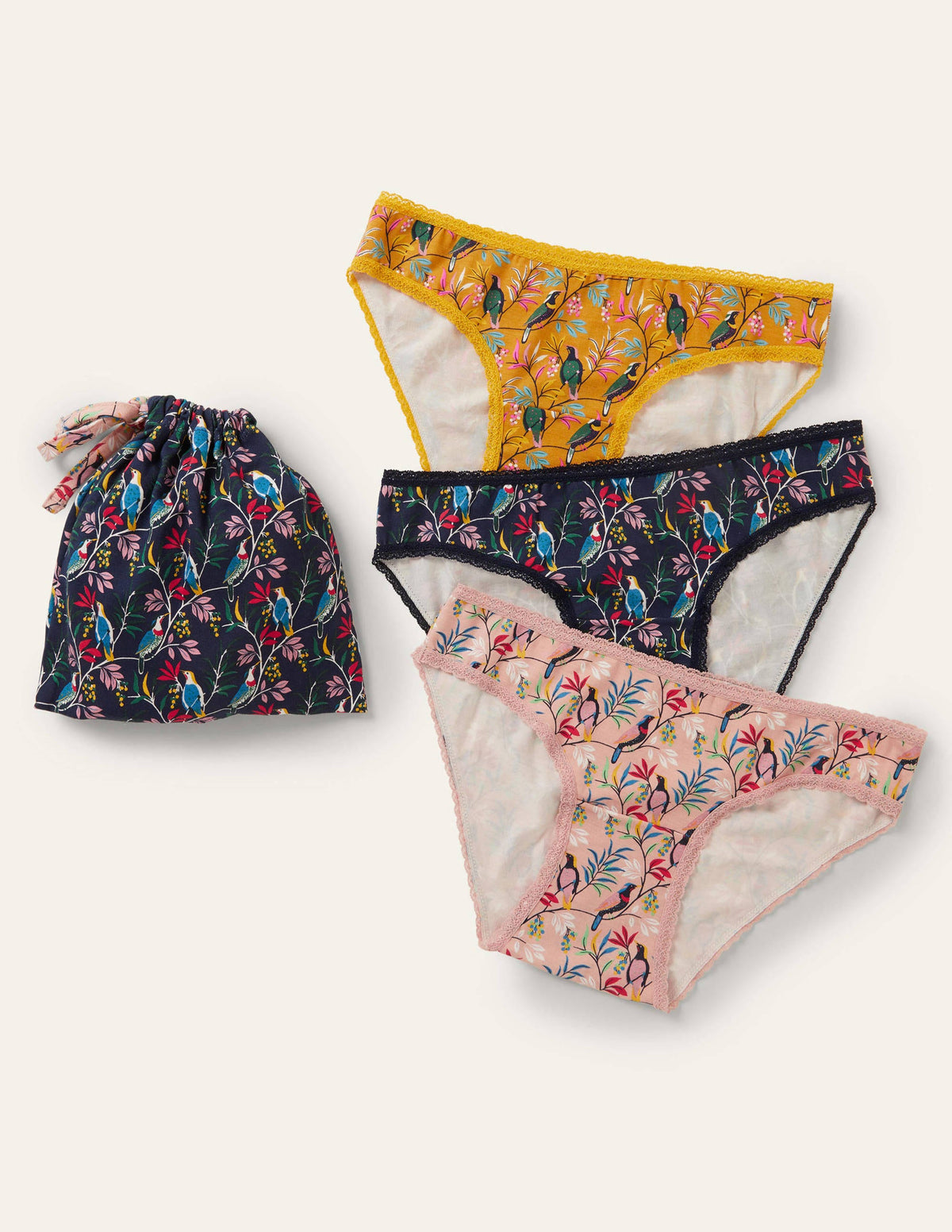 Three Pack Knickers-Berry Bird Multi - Image 1