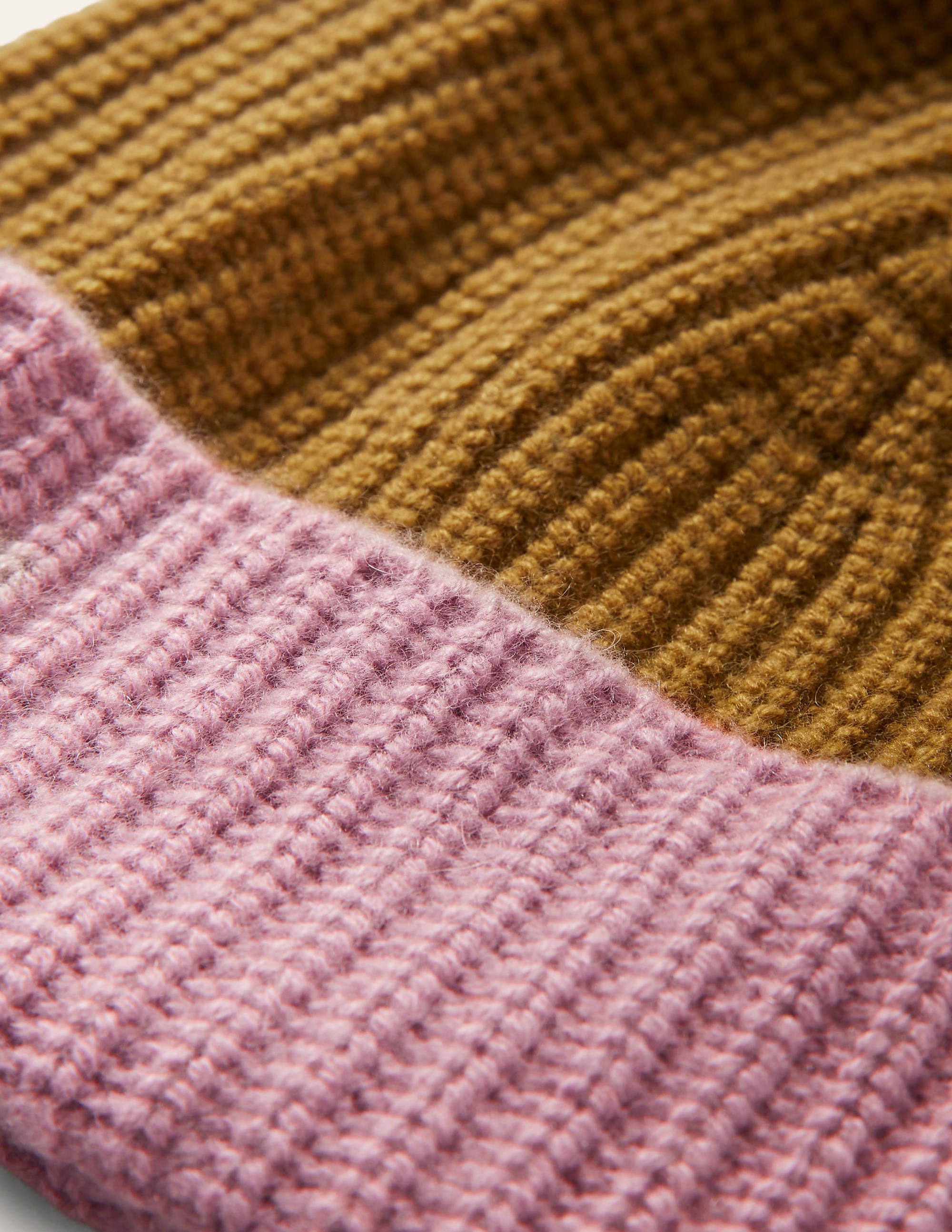 Colourblock Cashmere Hat-Navy/Old Moss/Purple - Image 2
