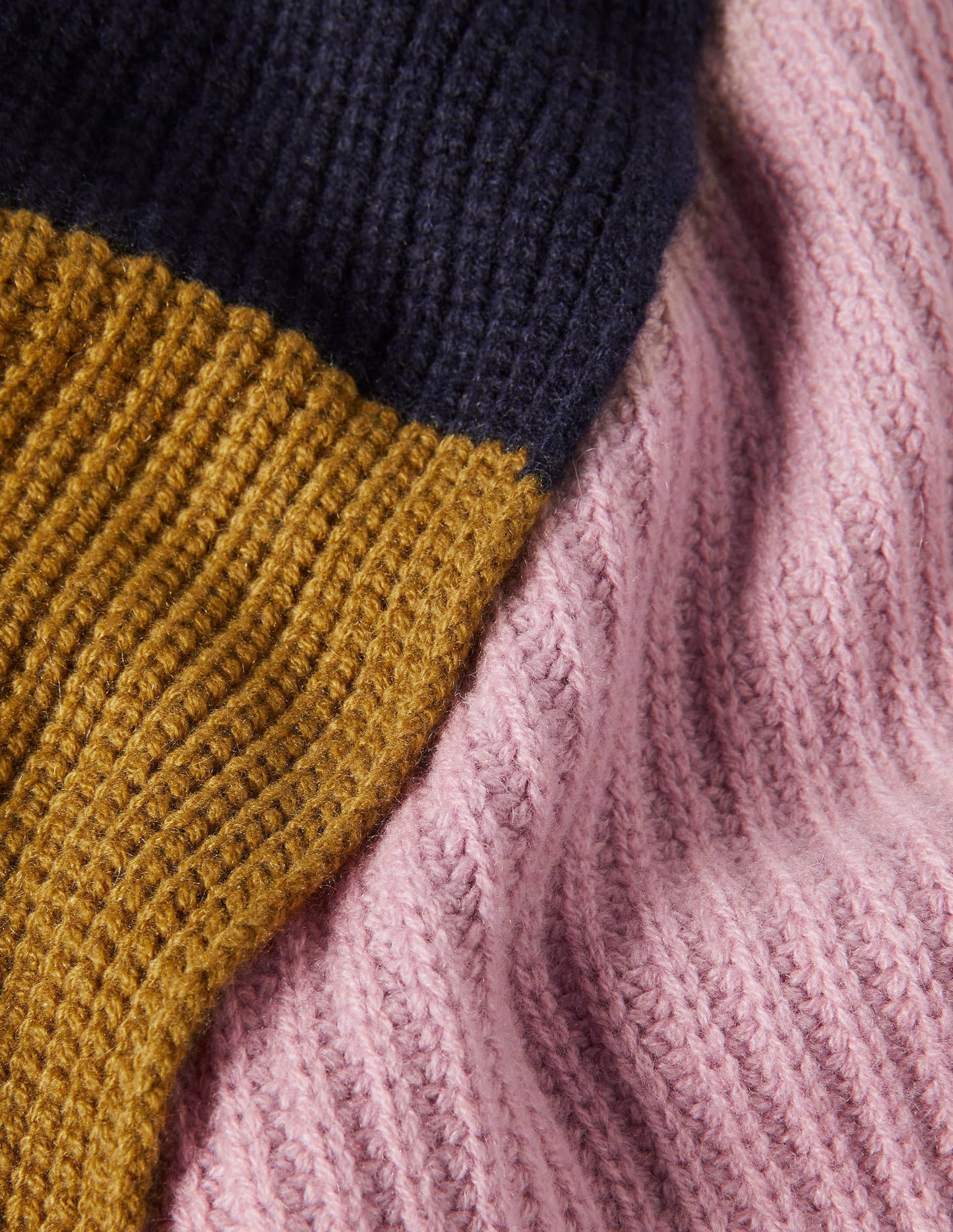 Colourblock Cashmere Scarf-Navy/Old Moss/Purple