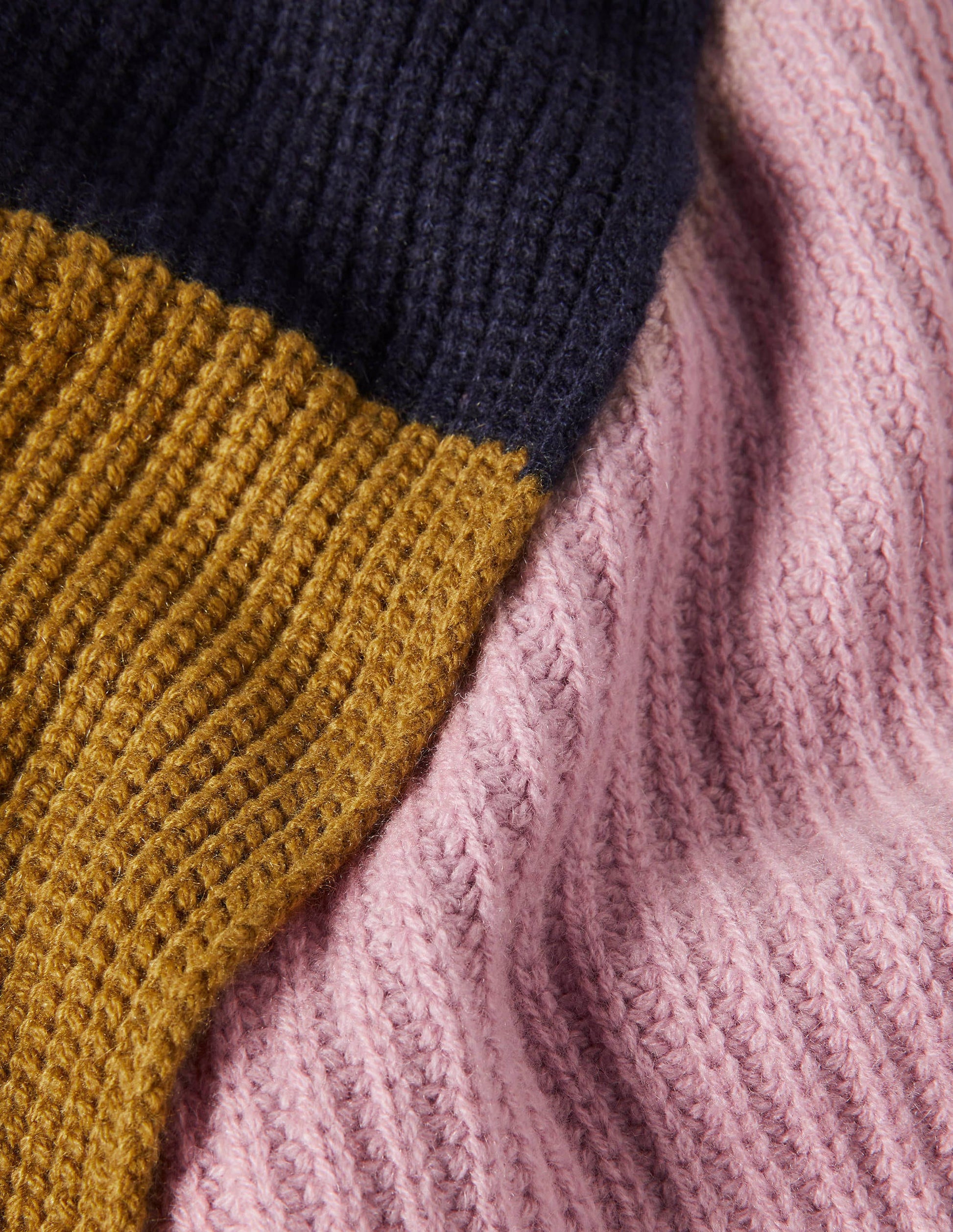 Colourblock Cashmere Scarf-Navy/Old Moss/Purple-2