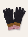 Colourblock Cashmere Gloves-Navy/Old Moss/Purple