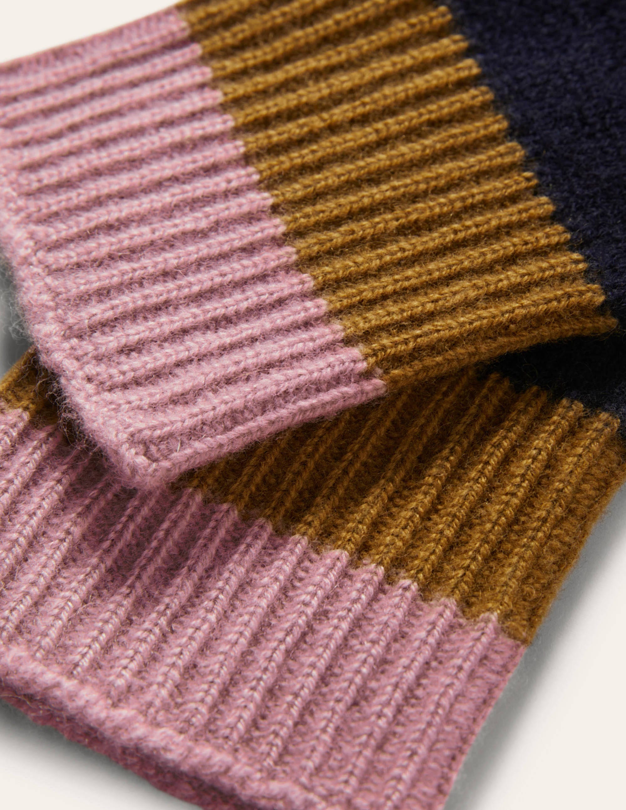 Colourblock Cashmere Gloves-Navy/Old Moss/Purple - Image 2