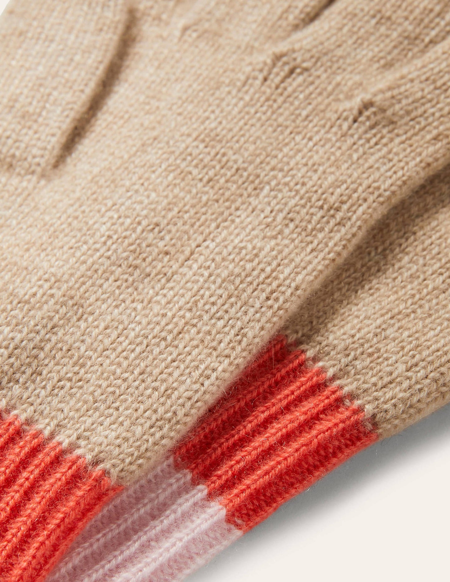 Colourblock Cashmere Gloves-Chinchilla/Milkshake/Coral