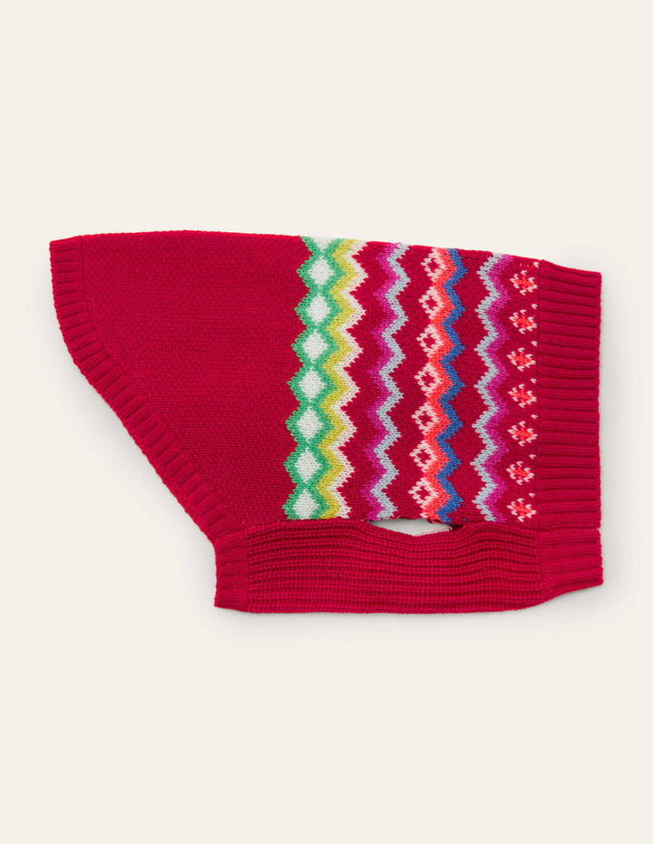 Dog Fair Isle Jumper-Rockabilly Red