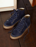 Emma Velvet High Top Trainers-Navy