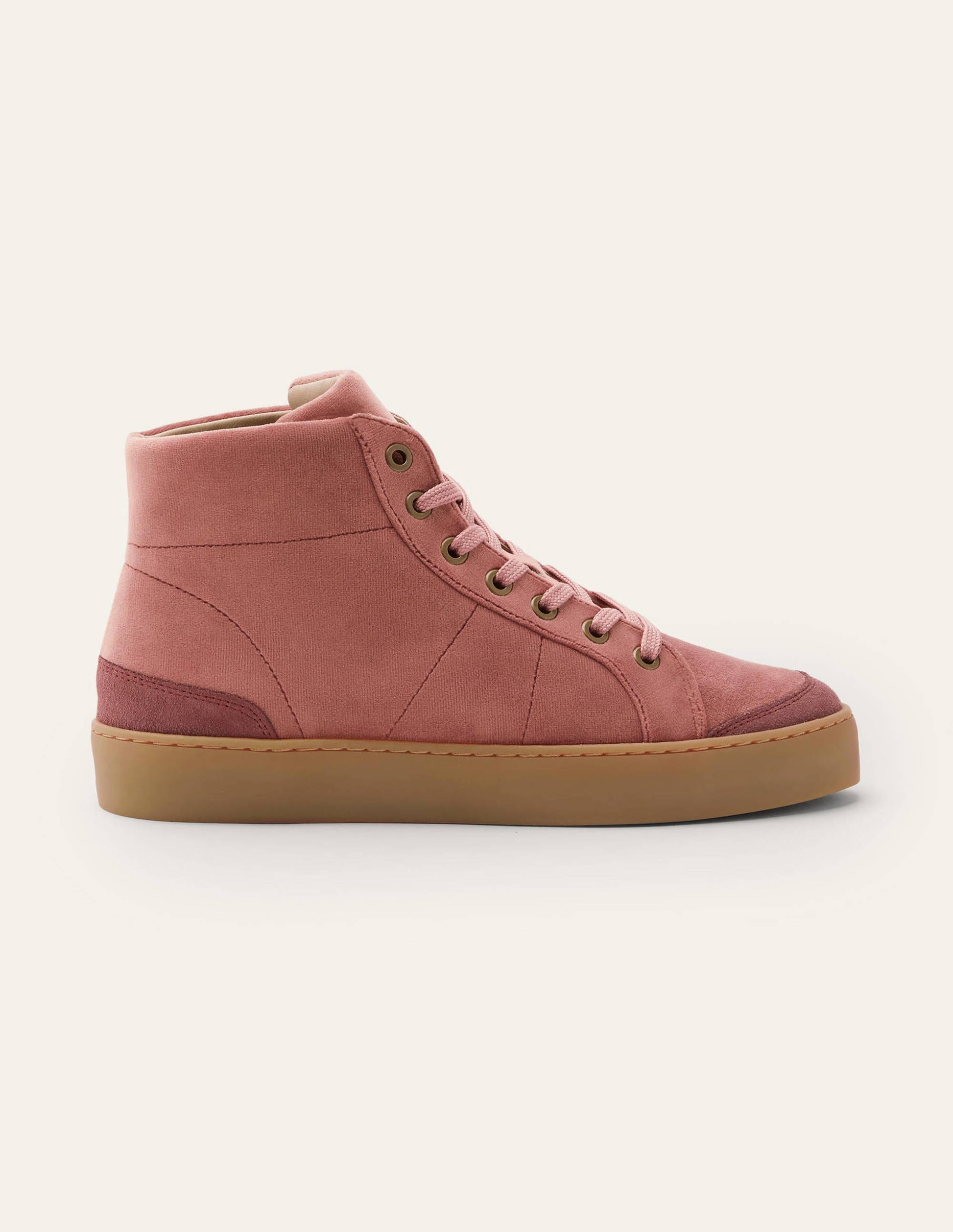 Emma Velvet High Top Trainers-Dusty Rose-2