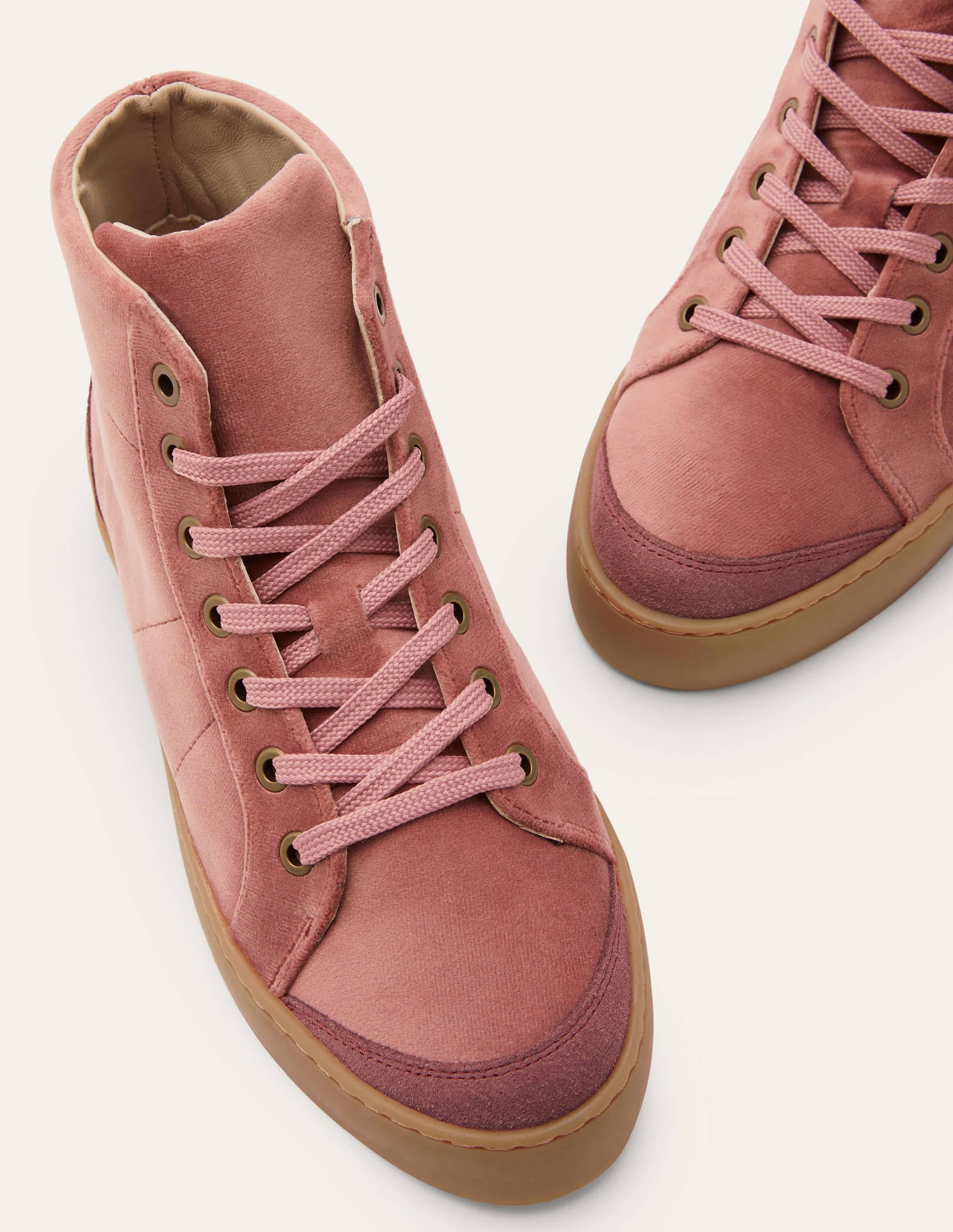 Emma Velvet High Top Trainers-Dusty Rose - Image 3
