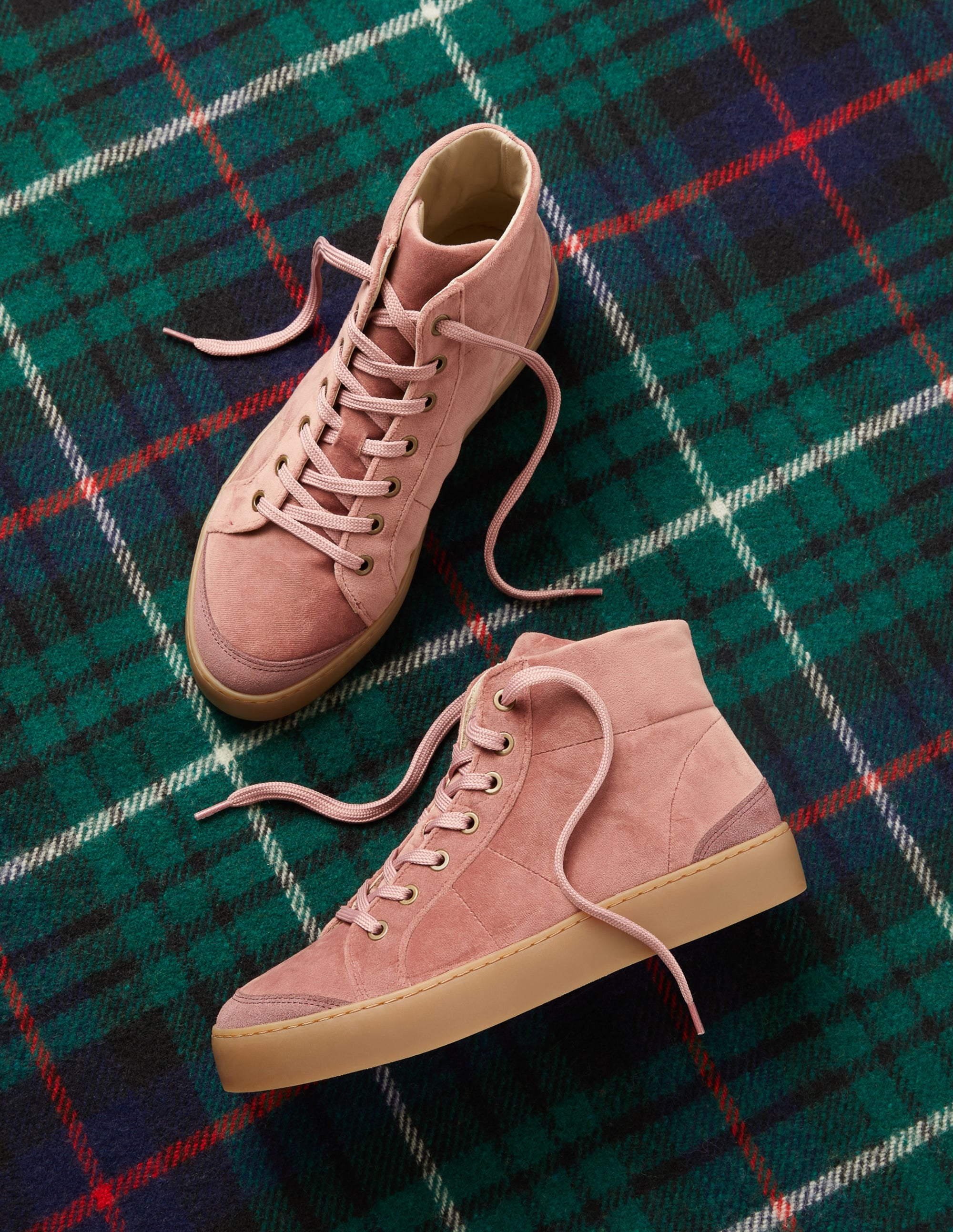 Emma Velvet High Top Trainers-Dusty Rose - Image 5
