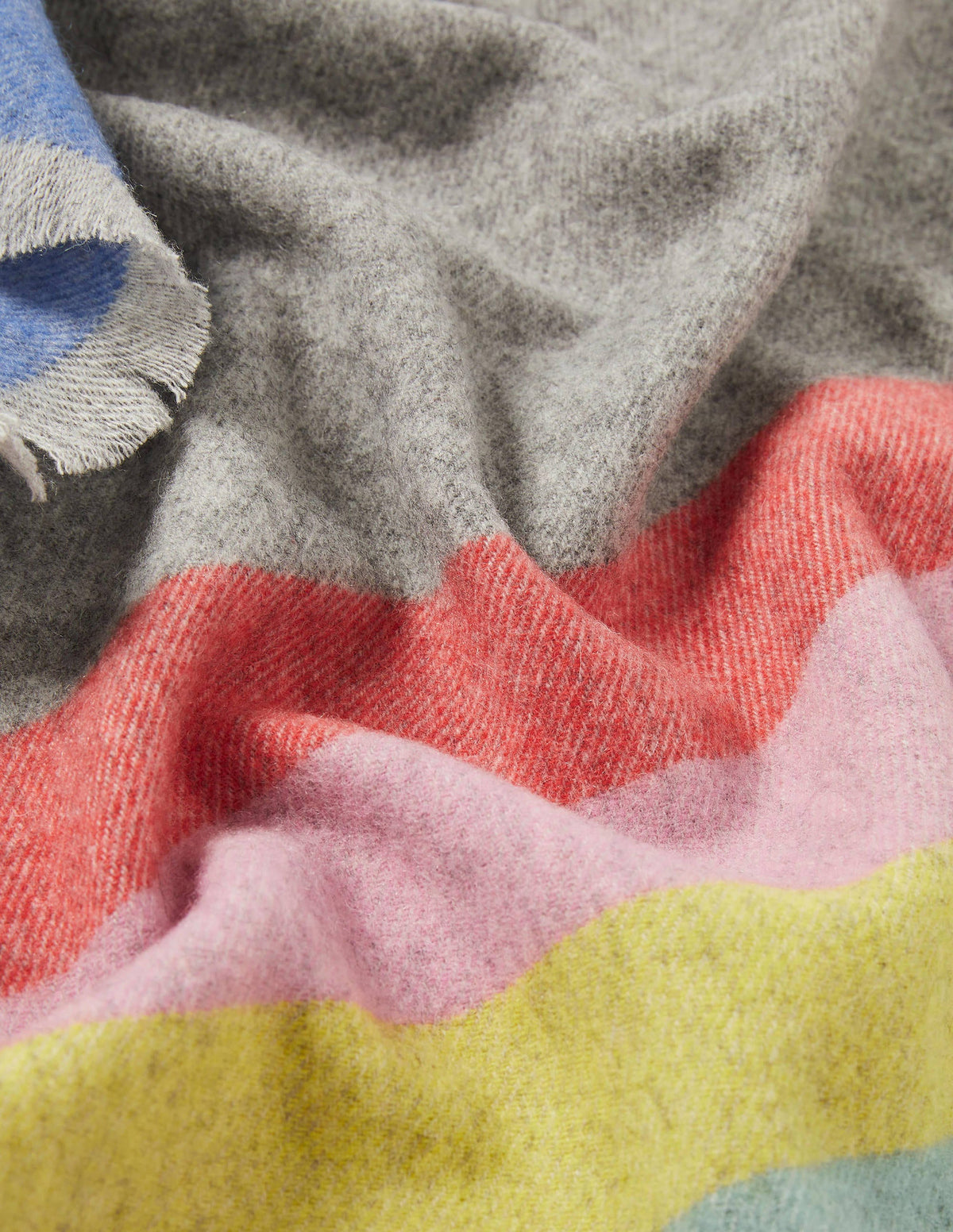 Wool Scarf-Grey, Rainbow Stripe - Image 2