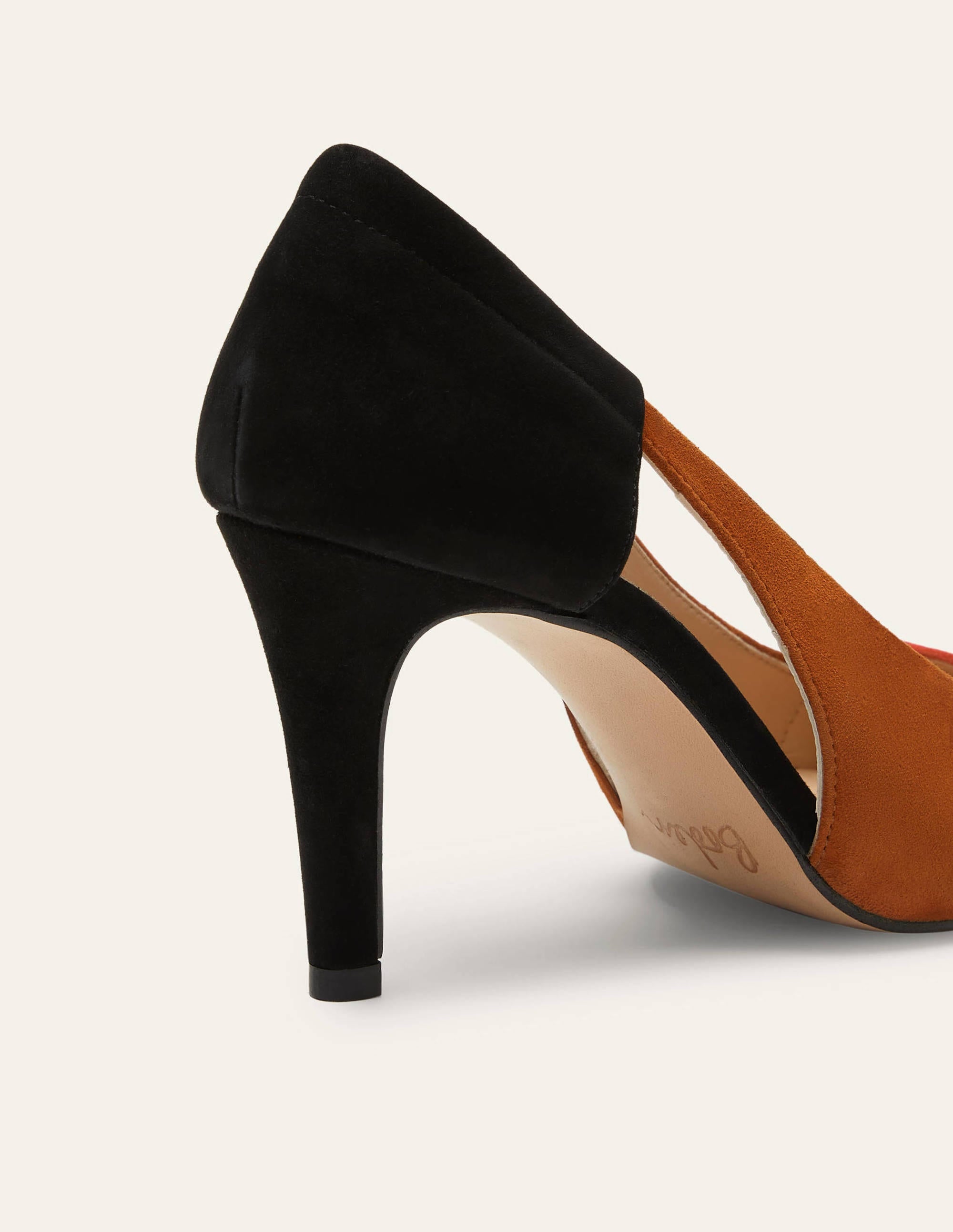 Cut Out Suede Court Shoes-Black/Frankincense/Poppadew - Image 3