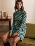 High Neck Jacquard Dress-Csarite, Petal Geo