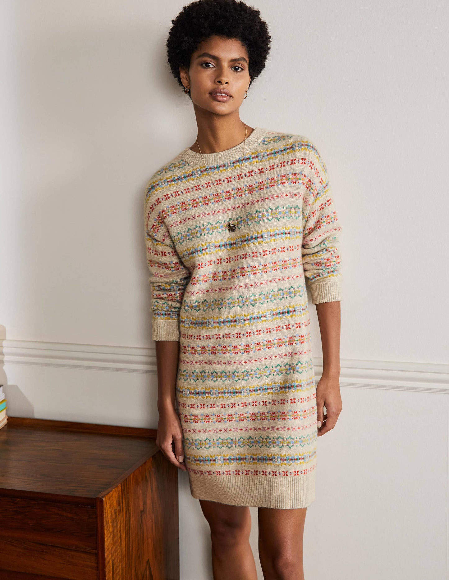 Cashmere Fair Isle Dress-Oatmeal Melange