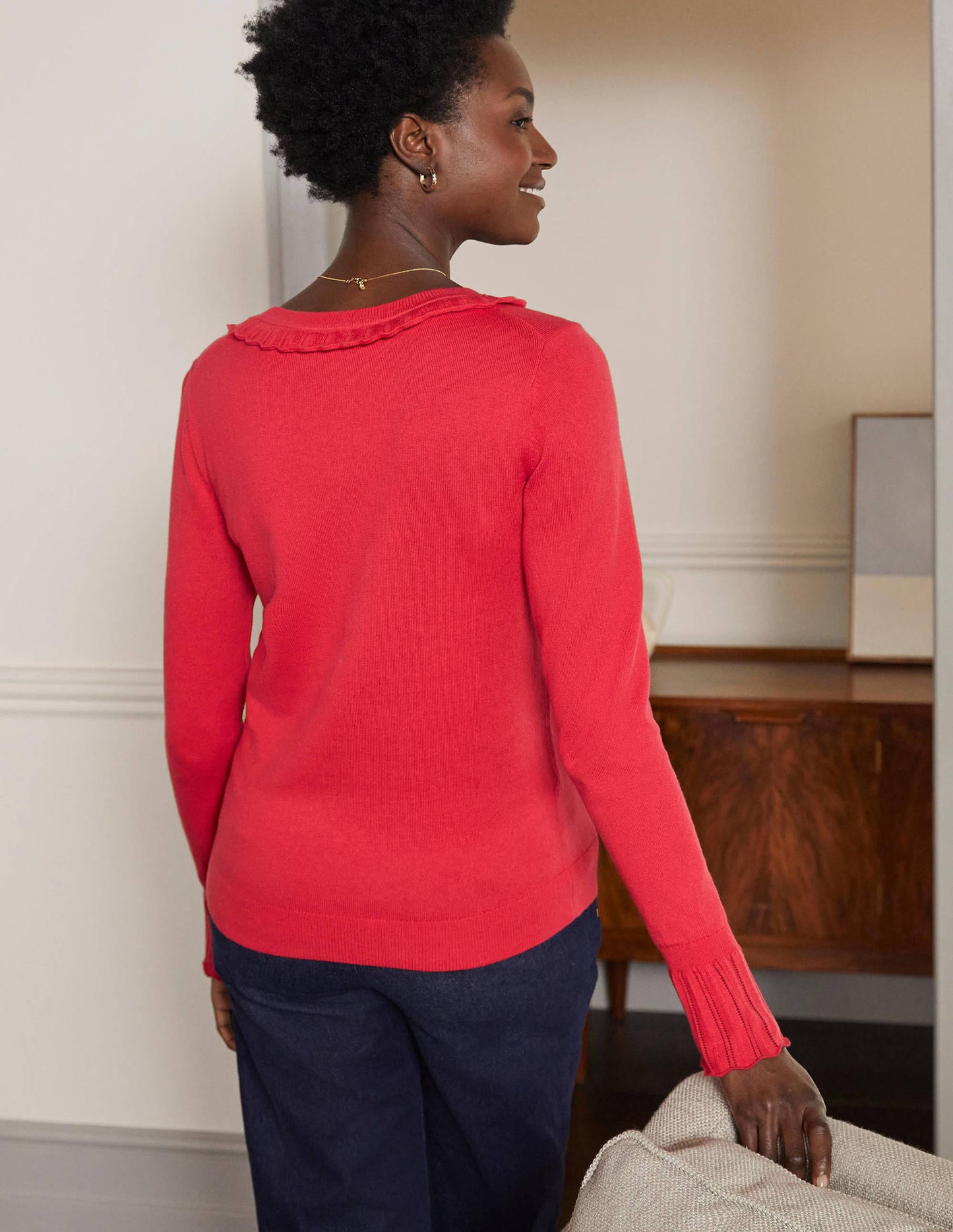 Aimee Pointelle Jumper-Bright Red