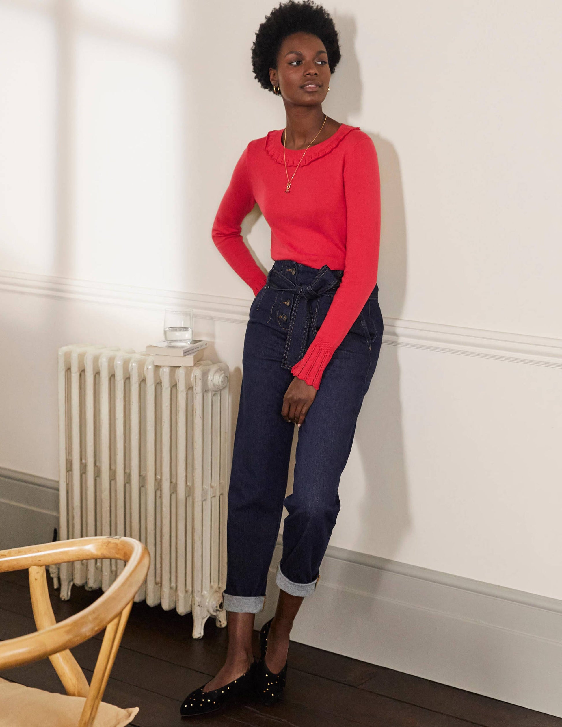 Aimee Pointelle Jumper-Bright Red-4
