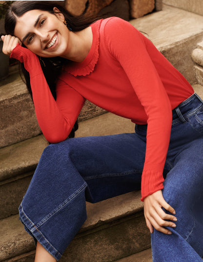 Aimee Pointelle Jumper-Bright Red-5