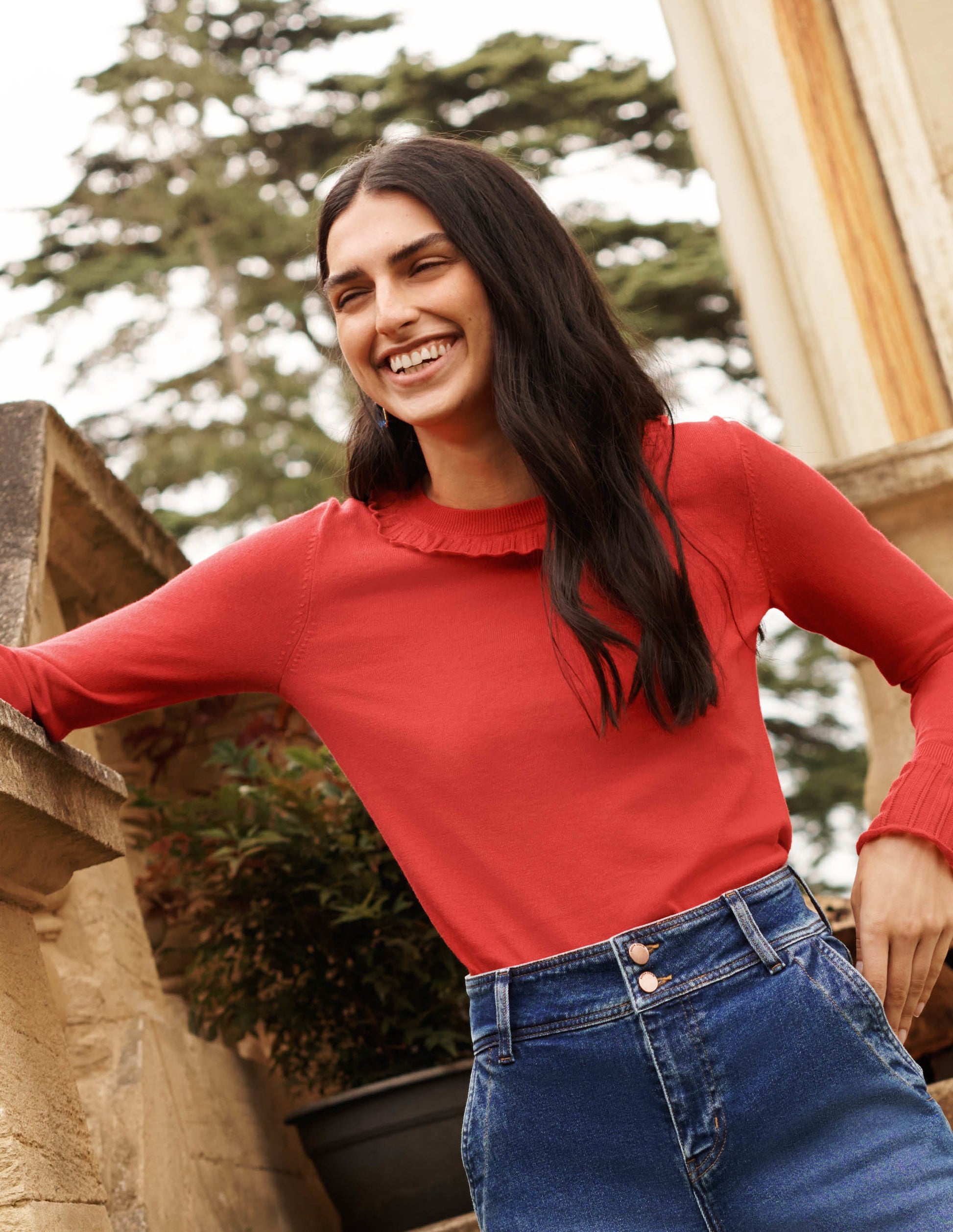 Aimee Pointelle Jumper-Bright Red-6