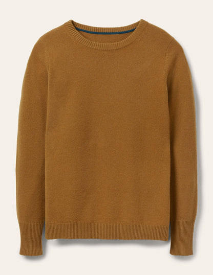 Cashmere Crew Neck Jumper-Moss Brown-5