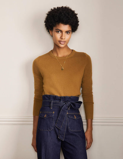 Cashmere Crew Neck Jumper-Moss Brown-1
