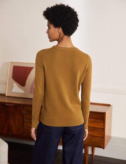 Cashmere Crew Neck Jumper-Moss Brown-2