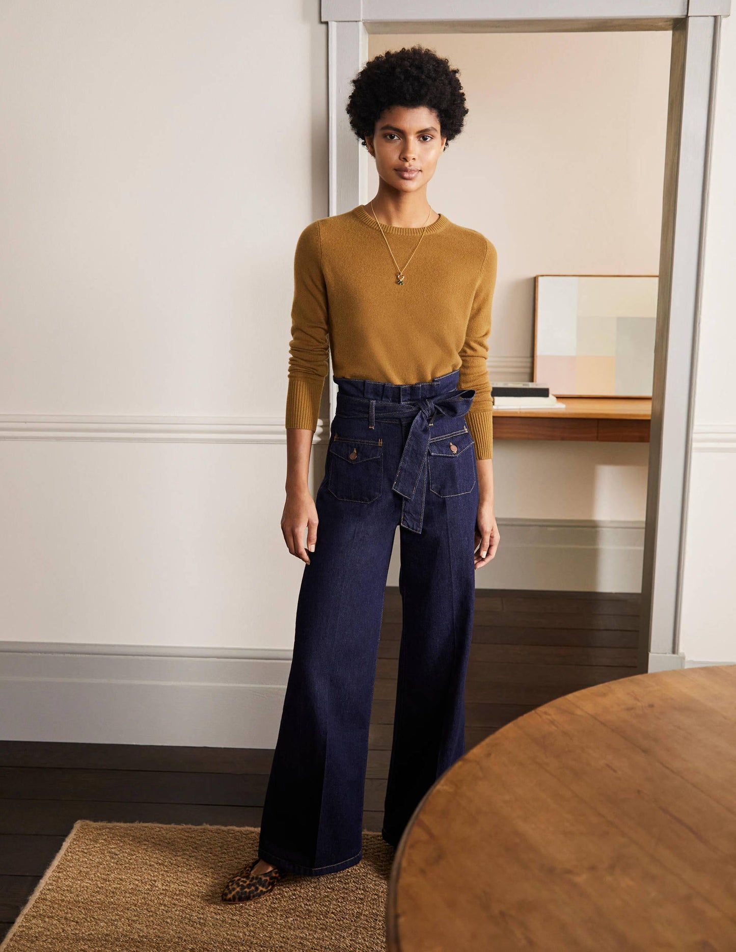 Cashmere Crew Neck Jumper-Moss Brown
