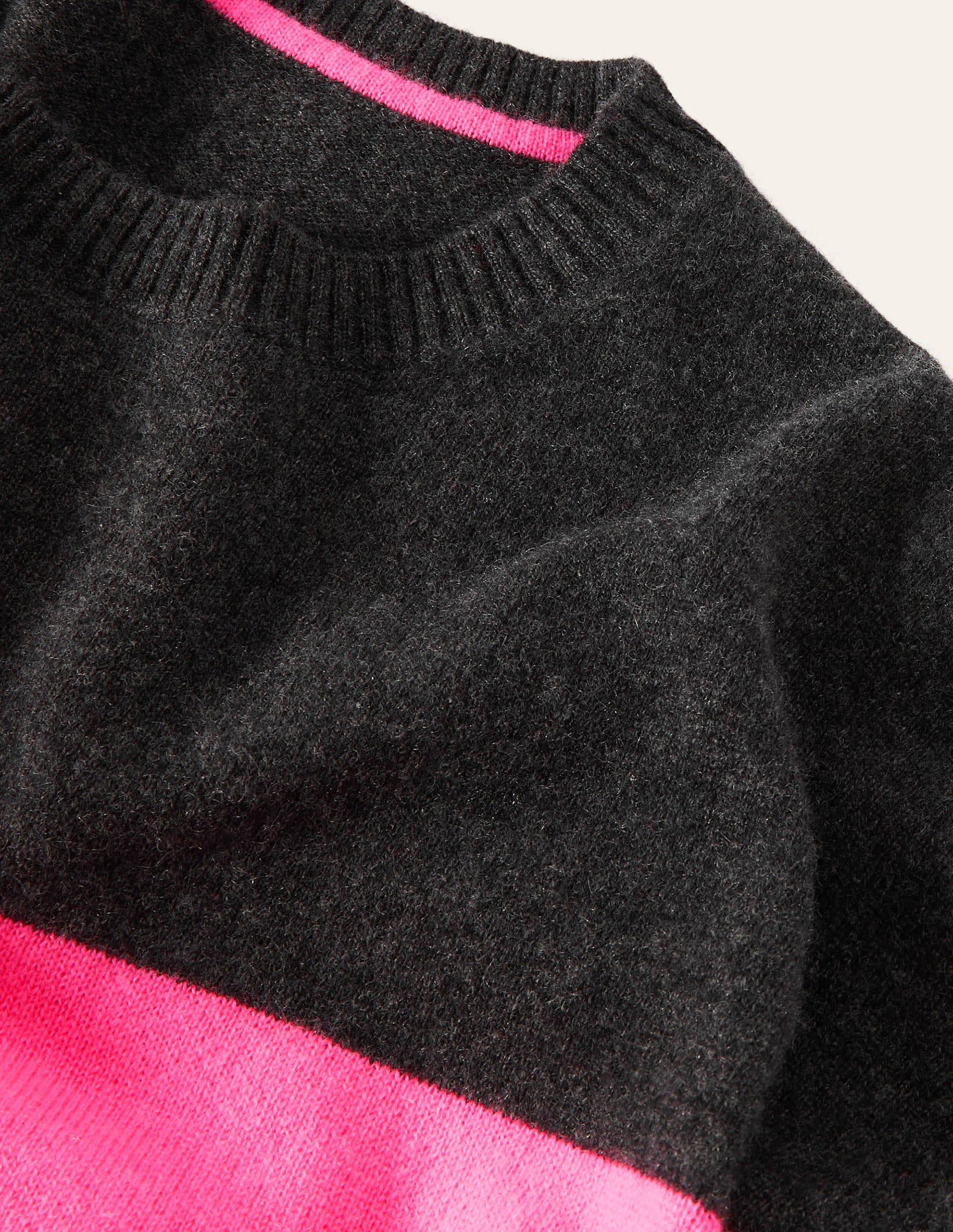 Margot Cashmere Jumper-Charcoal Melange, Neon Stripe - Image 6