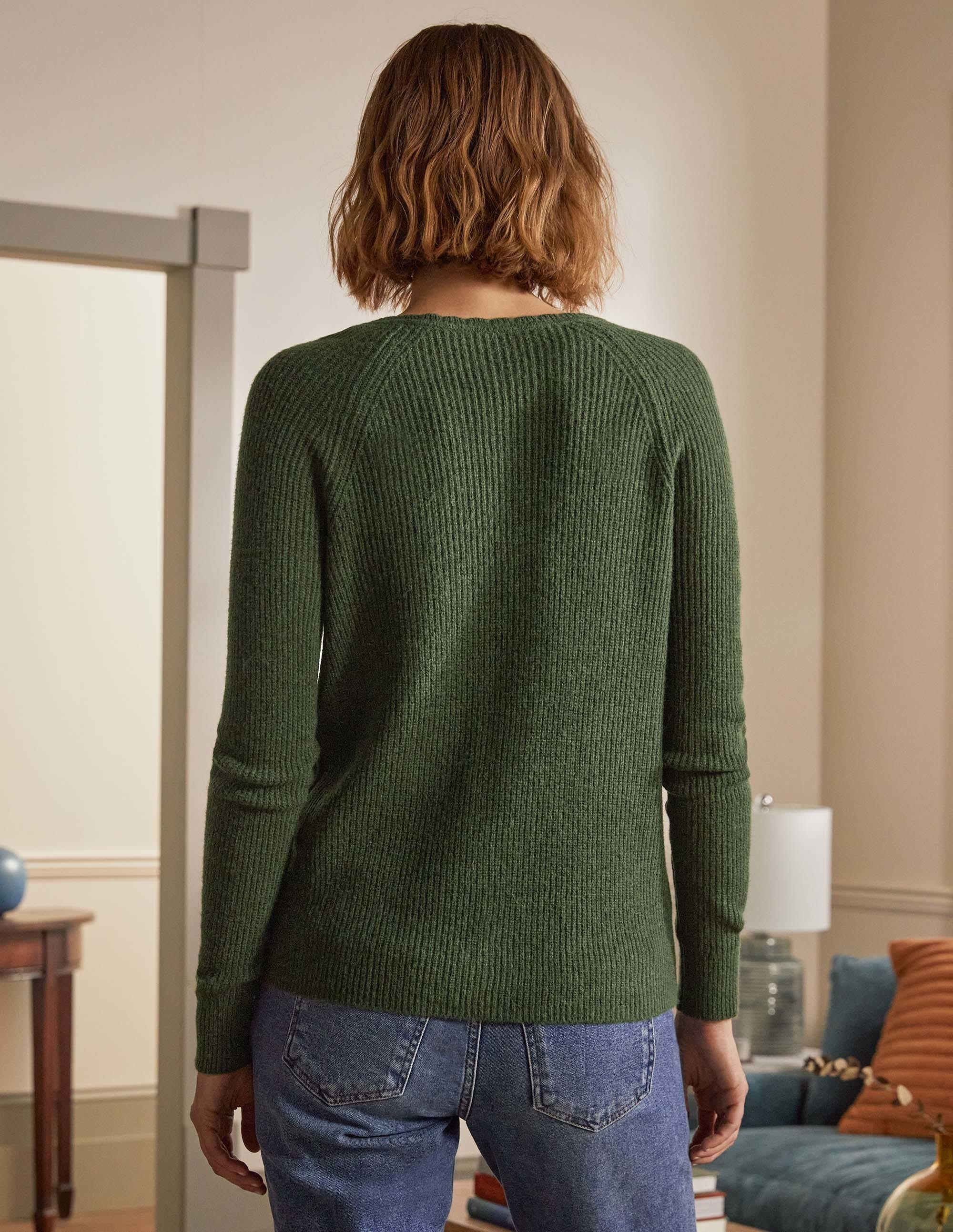 Ella Scallop Fluffy Cardigan-Classic Khaki - Image 3