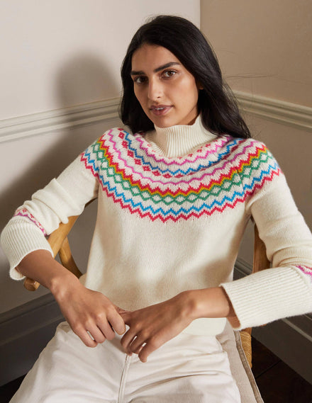 Anna Cashmere Jumper-Ivory Fair Isle