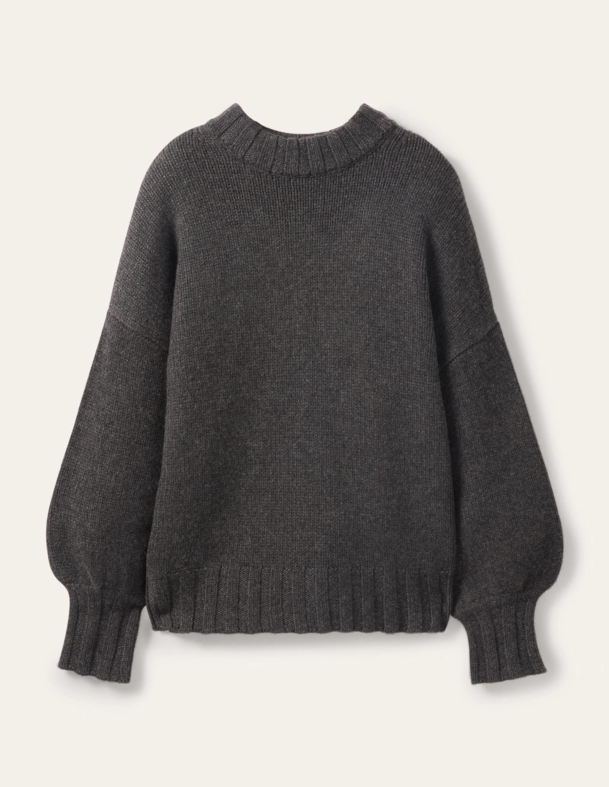 Chunky Cashmere Jumper-Charcoal Melange - Image 6