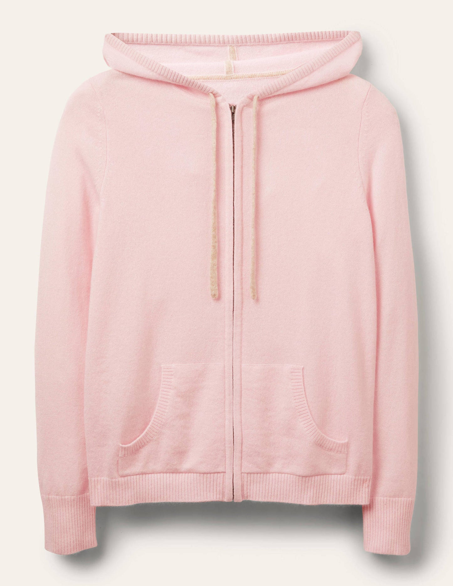 Cashmere Zip-up Hoodie-Morganite Milkshake