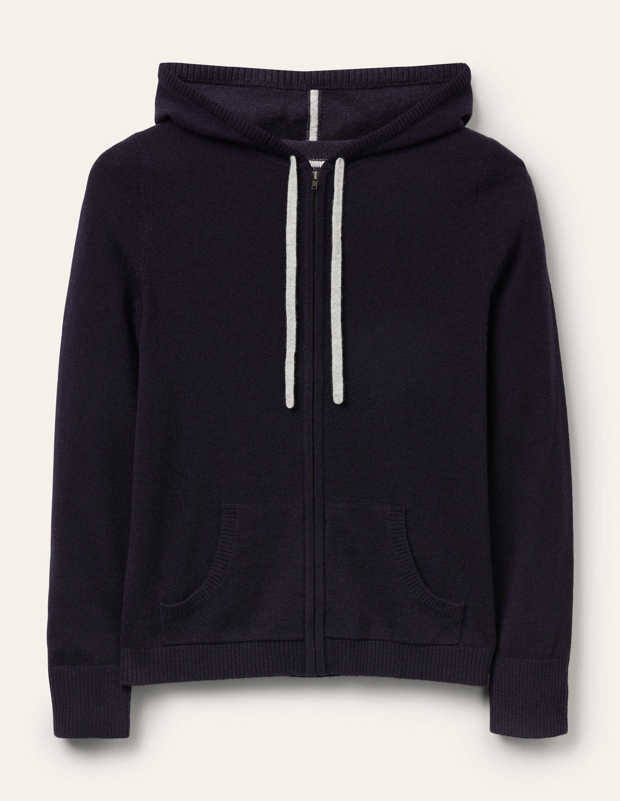 Cashmere Zip-up Hoodie-Navy - Image 7