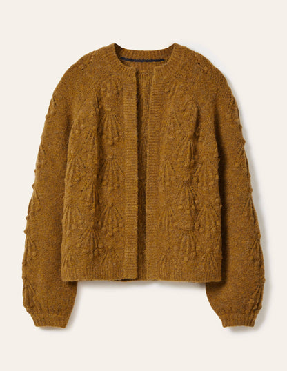 Relaxed Cable Cardigan-Moss Brown-6