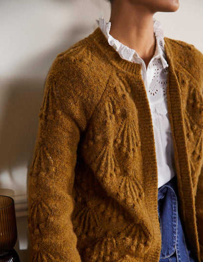 Relaxed Cable Cardigan-Moss Brown-2
