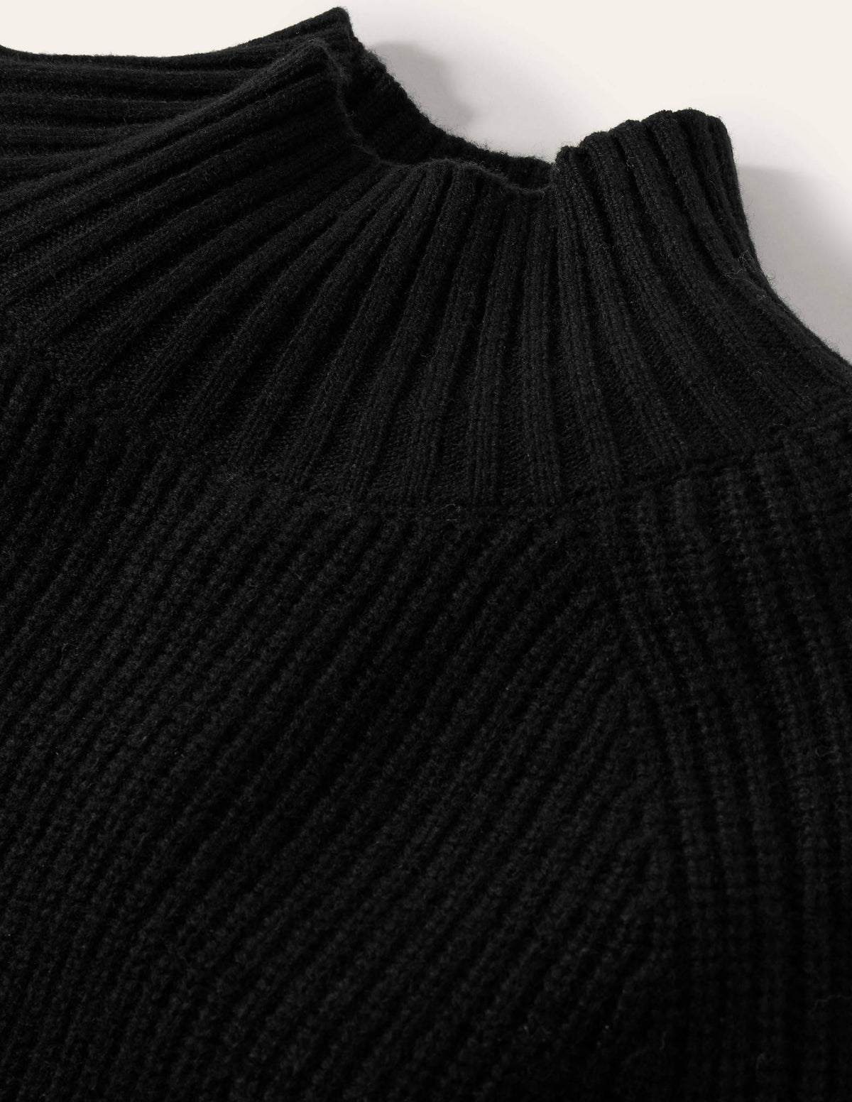 Mia Ribbed High Neck Jumper-Black - Image 5