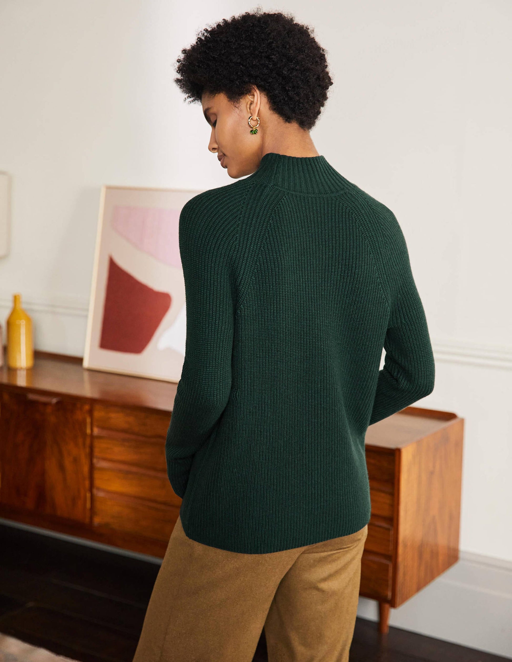 Mia Ribbed High Neck Jumper-Midnight Garden-3