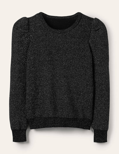 Sparkle Puff Sleeve Jumper-Black Sparkle