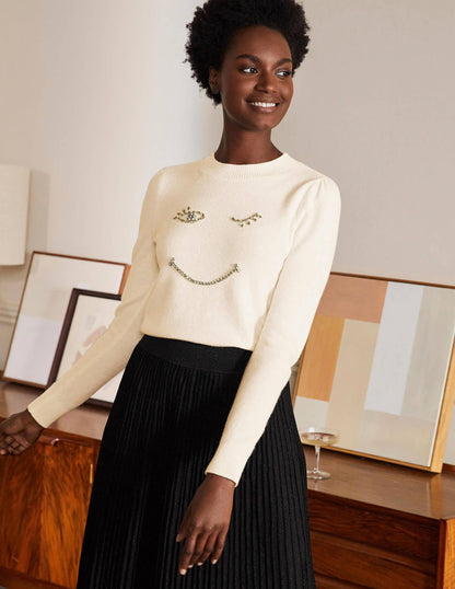 Felicity Embellished Jumper-Ivory