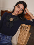 Felicity Embellished Jumper-Navy