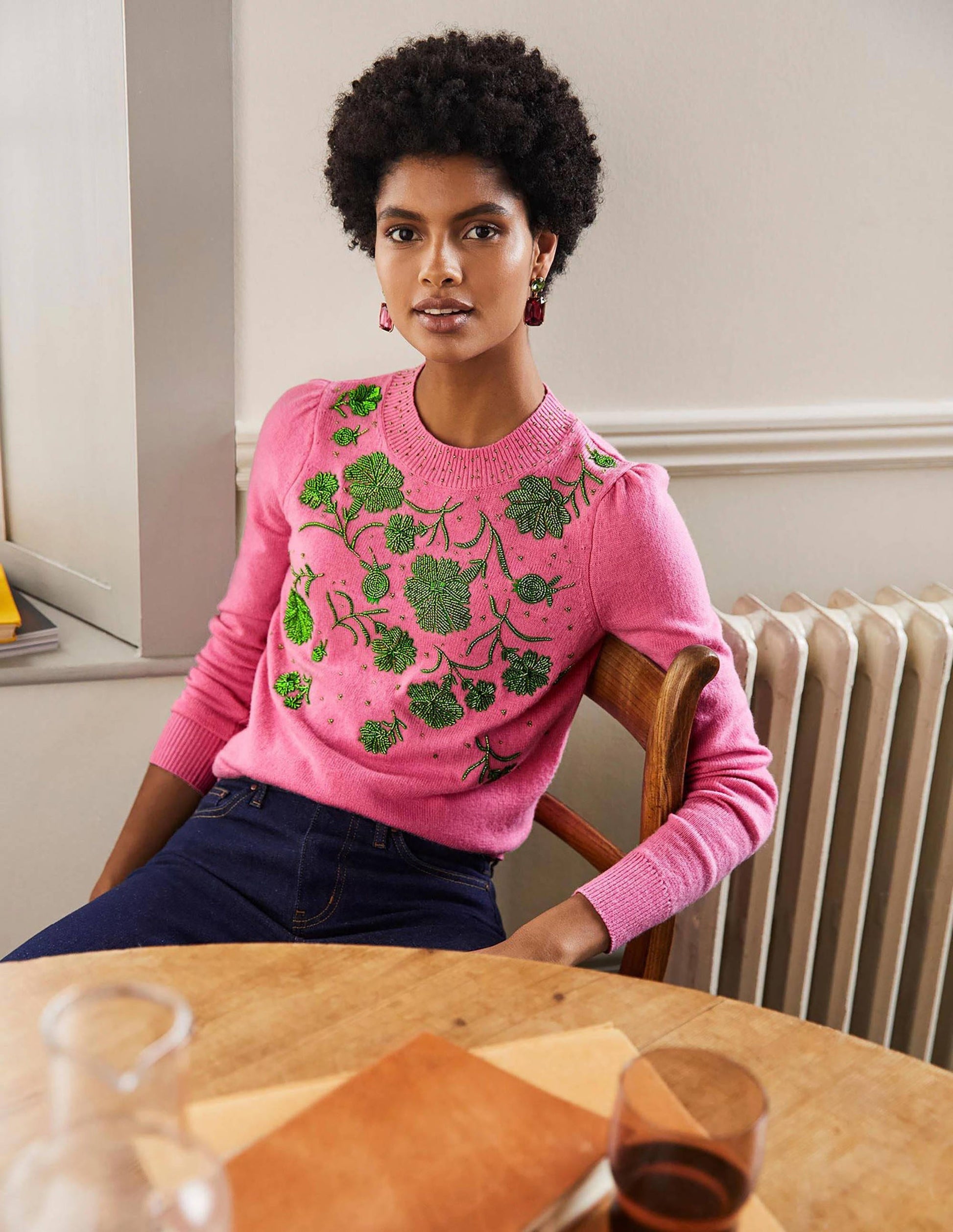 Felicity Embellished Jumper-Flamingo Pink-1